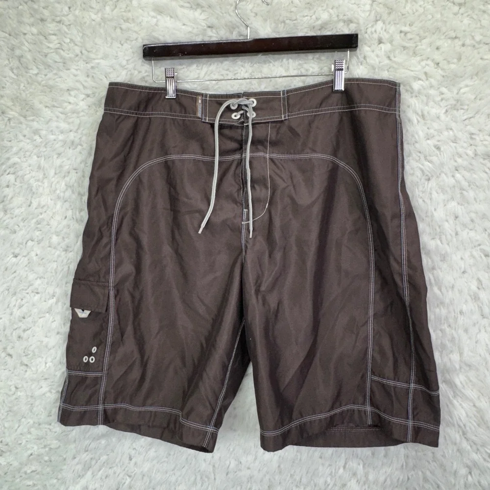American‎ Eagle Board Shorts 38 Brown AE 77 Surf Beach Swim Trunks Cargo Pocket